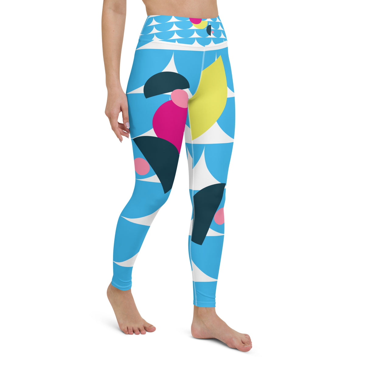 All-Over Print Yoga Leggings Mushrooms Deep Sky Blue