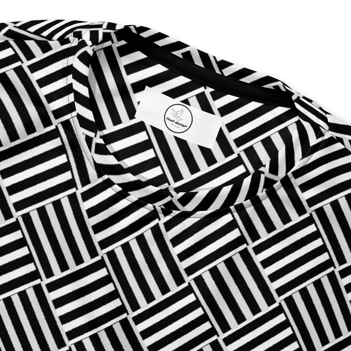 Good Wishes 365 unisex crewneck sweatshirt featuring a black and white geometric basketweave pattern.