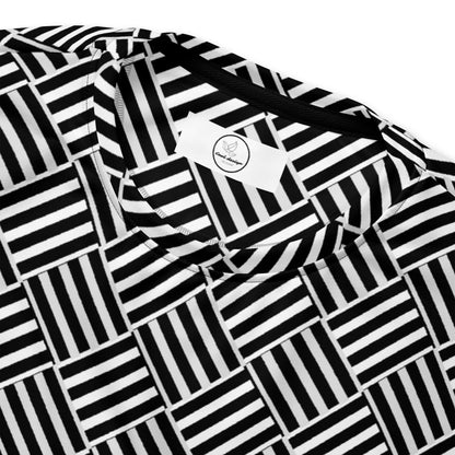 Good Wishes 365 unisex crewneck sweatshirt featuring a black and white geometric basketweave pattern.