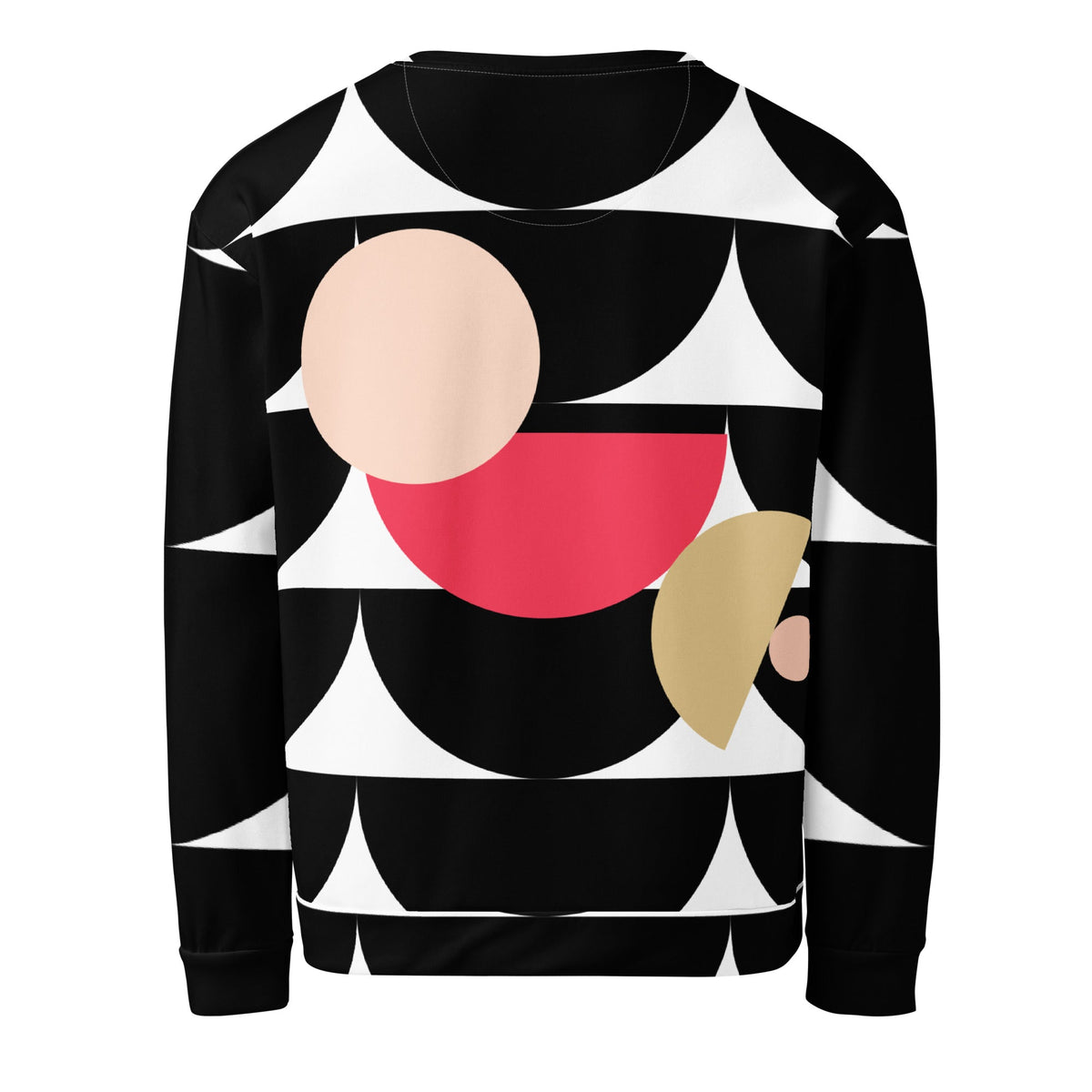 Good Wishes 365 black recycled sweatshirt with an all-over geometric mushroom graphic print and crew neck design.