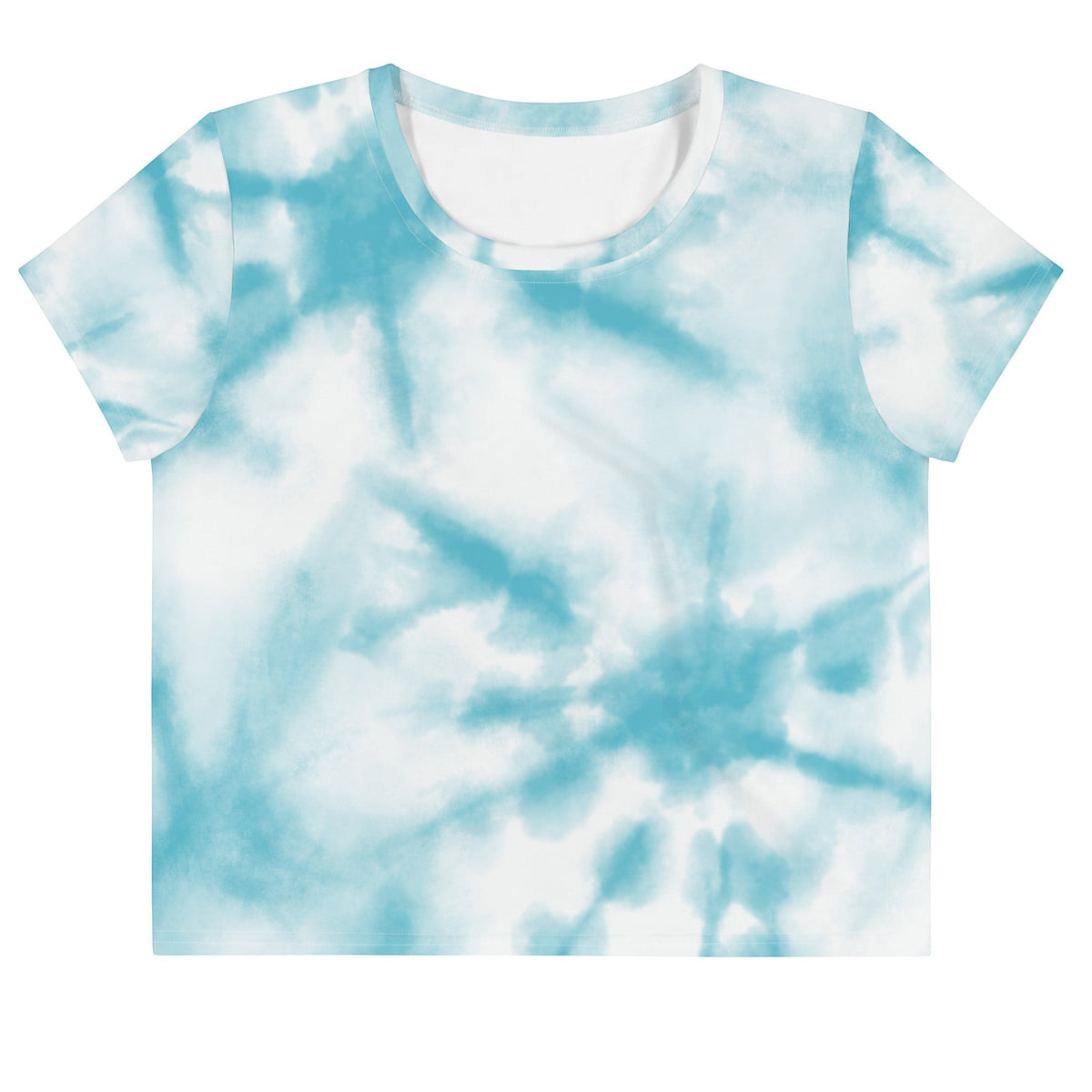 Good Wishes 365 sky blue and white tie-dye crew neck crop top t-shirt in soft breathable fabric