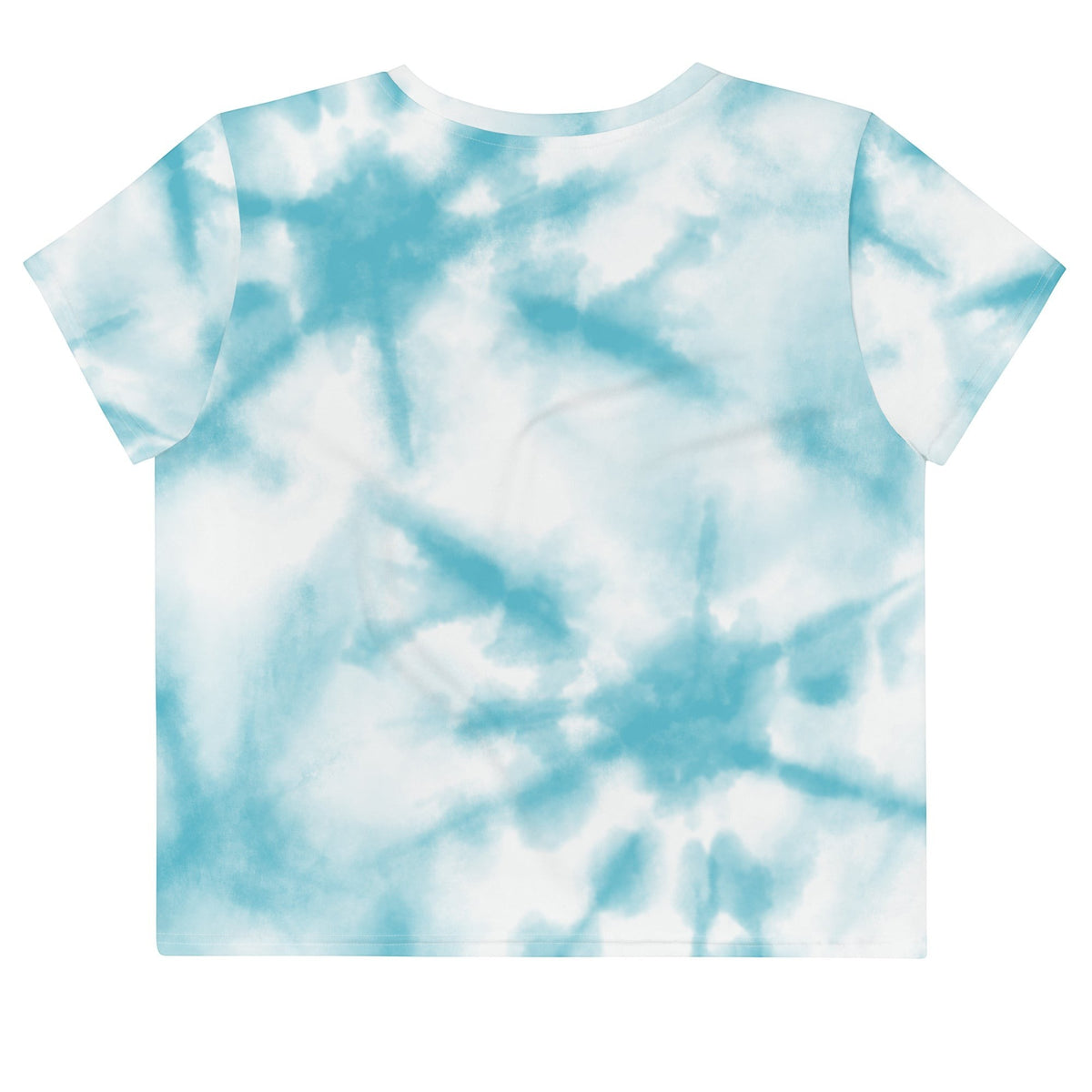 Good Wishes 365 sky blue and white tie-dye crew neck crop top t-shirt with short sleeves