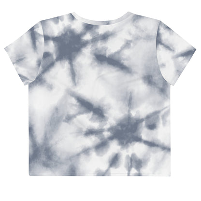 Good Wishes 365 grey and white tie-dye short sleeve cropped t-shirt with a crew neckline