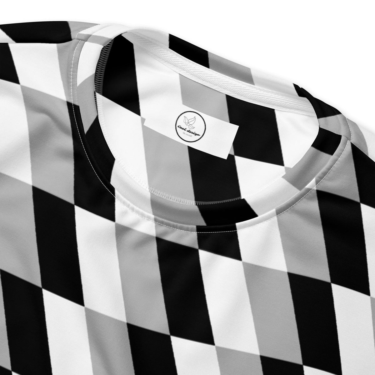 Good Wishes 365 unisex crew neck sweatshirt featuring a monochrome geometric optical illusion print in black and white.