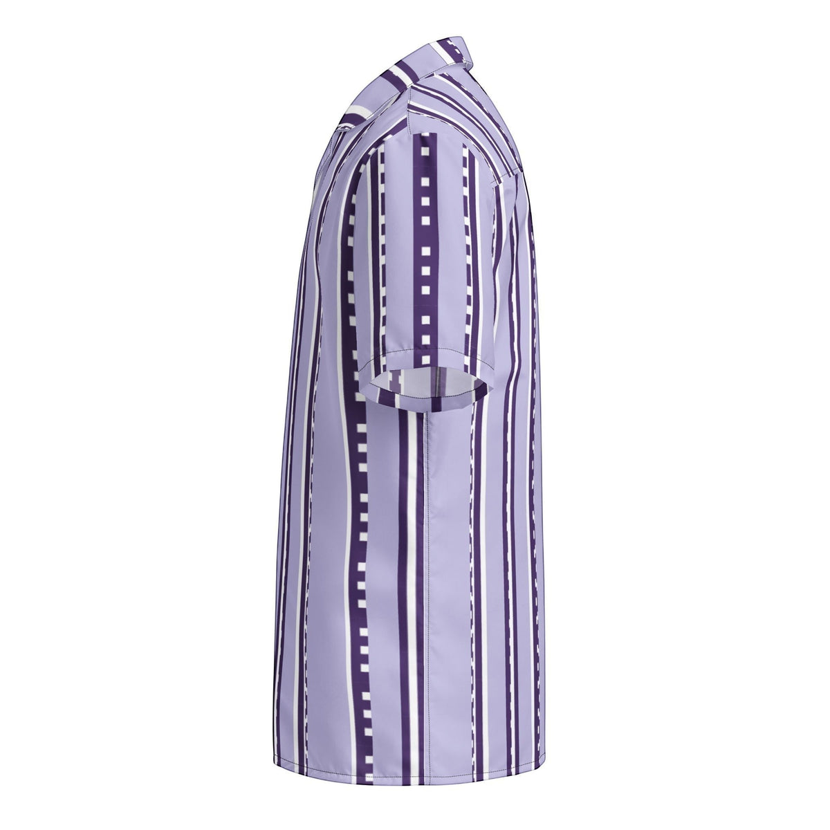Good Wishes 365 pastel violet short sleeve button shirt with vertical geometric stripes in a relaxed oversized fit