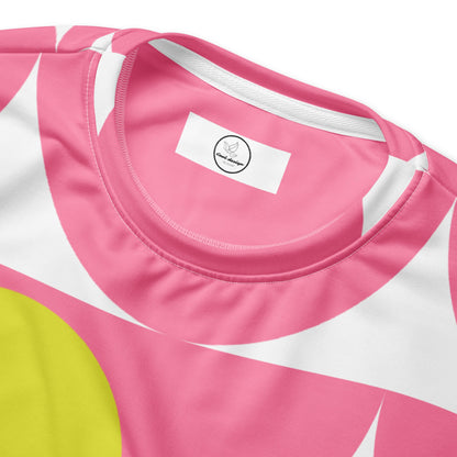 Good Wishes 365 pink recycled sweatshirt with a vibrant geometric mushroom graphic print and crew neck detail