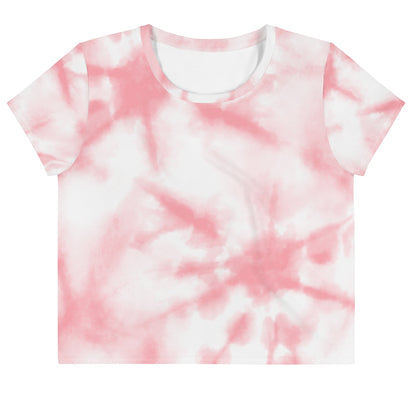 Good Wishes 365 pink and white tie-dye crew neck crop top t-shirt in soft lightweight fabric