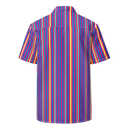 Good Wishes 365 purple multicolor striped short sleeve button-up shirt with UPF50+ sun protection