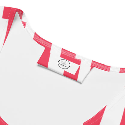 Good Wishes 365 red and white glitch stripe crop top with a scoop neckline and interior brand label