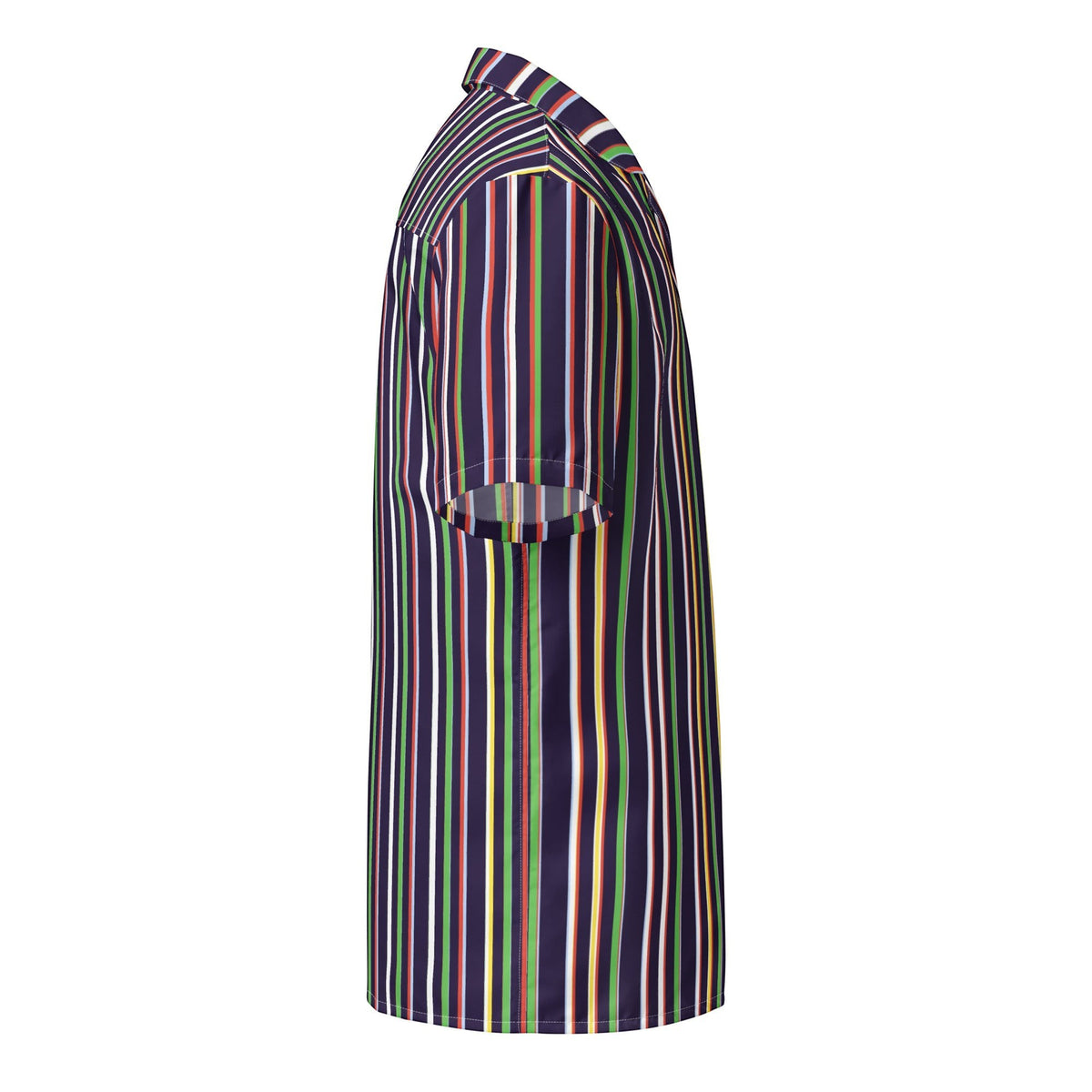 Good Wishes 365 multicolor striped short sleeve button-up shirt with UPF50+ sun protection, side view
