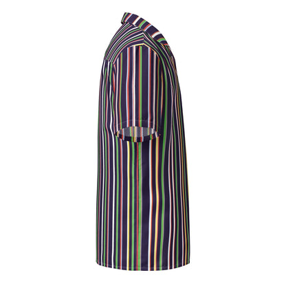 Good Wishes 365 multicolor striped short sleeve button-up shirt with UPF50+ sun protection, side view