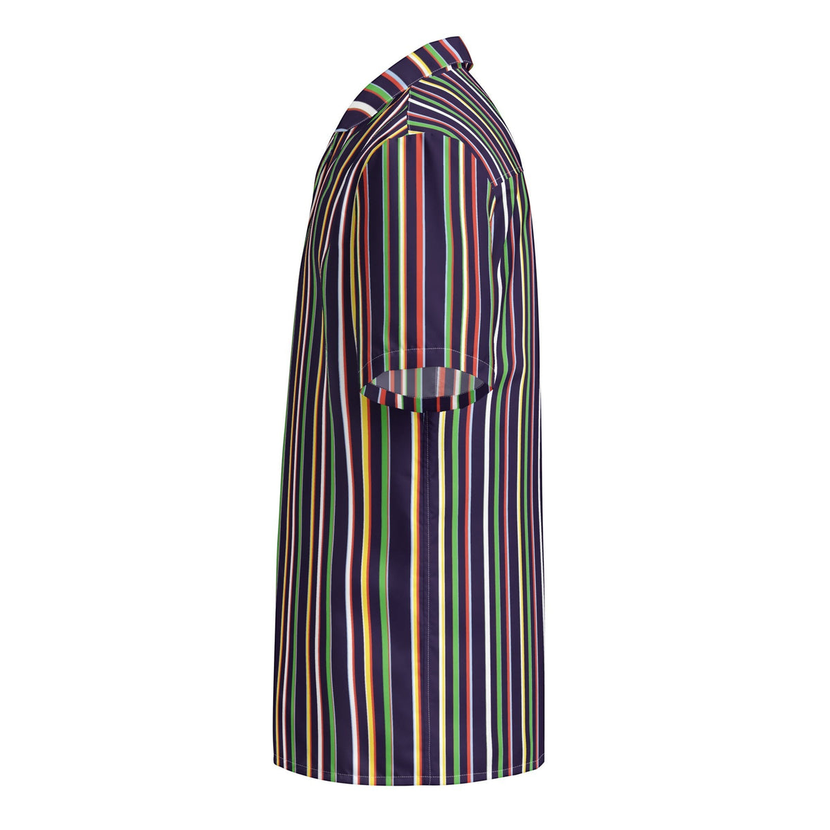 Good Wishes 365 multicolor striped short sleeve button-up shirt with UPF50+ protection, side view