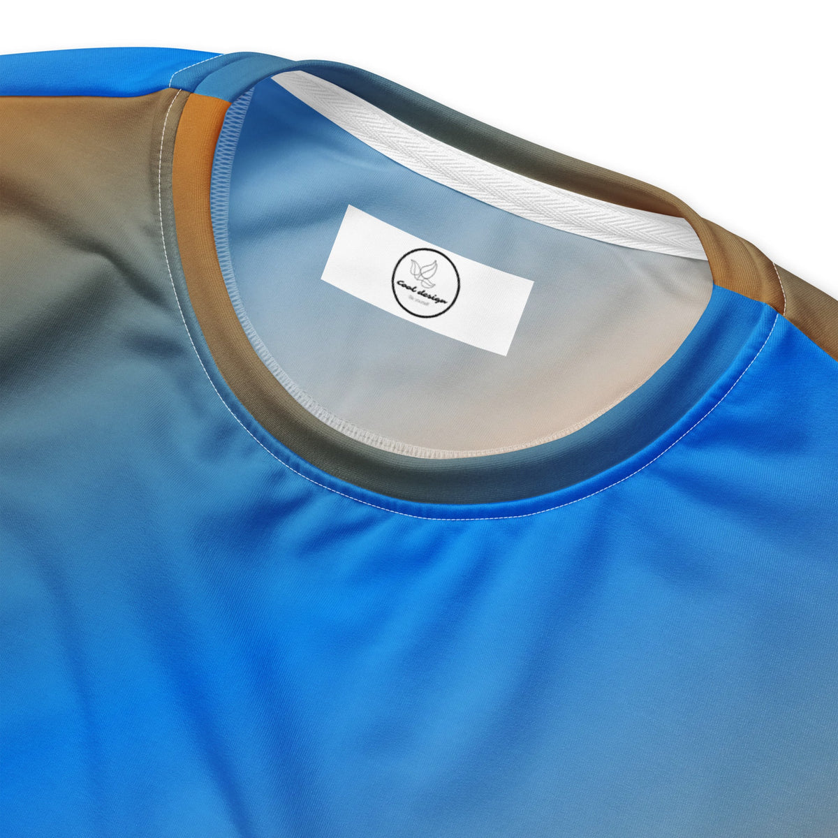 Good Wishes 365 unisex crew neck sweatshirt featuring a vibrant blue and orange sunset gradient print
