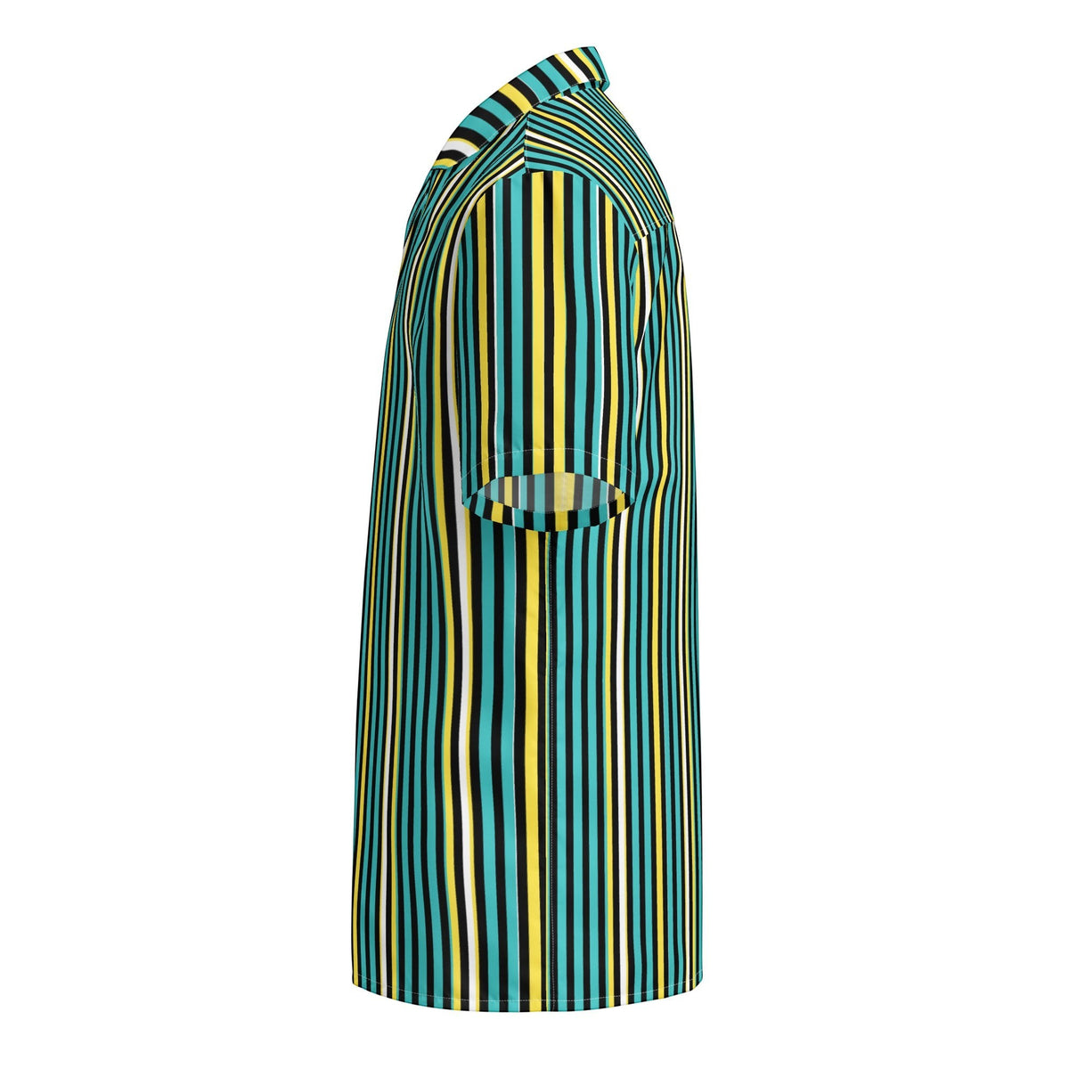 Good Wishes 365 teal and yellow vertical striped short sleeve button-up shirt with UPF50+ sun protection