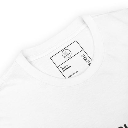 Good Wishes 365 white cotton crewneck t-shirt featuring a printed inner neck label with care instructions.
