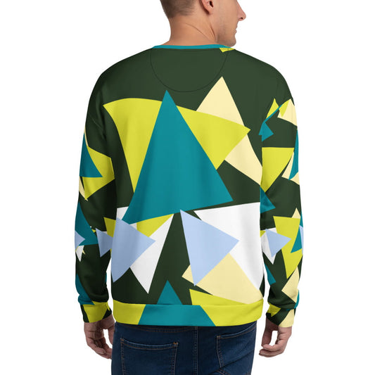 Men's Myrtle Green Abstract Triangles Recycled Sweatshirt | Unisex Fit