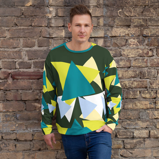Men's Myrtle Green Abstract Triangles Recycled Sweatshirt | Unisex Fit