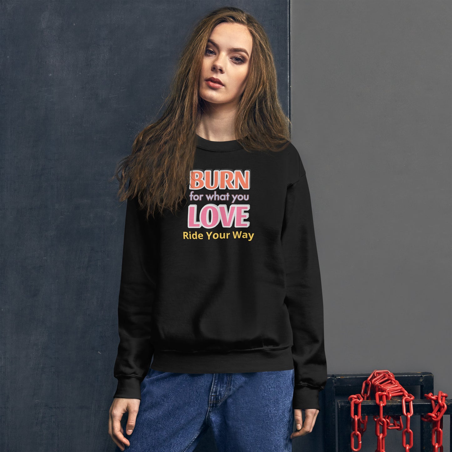 Unisex Heavy Blend Crewneck Sweatshirt Burn Love for Woman