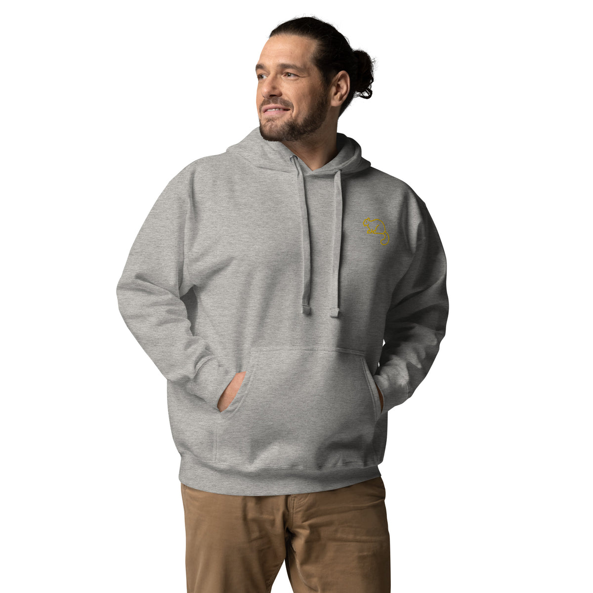 Men's Premium Unisex Hoodie Gold Squirrel Embroidery
