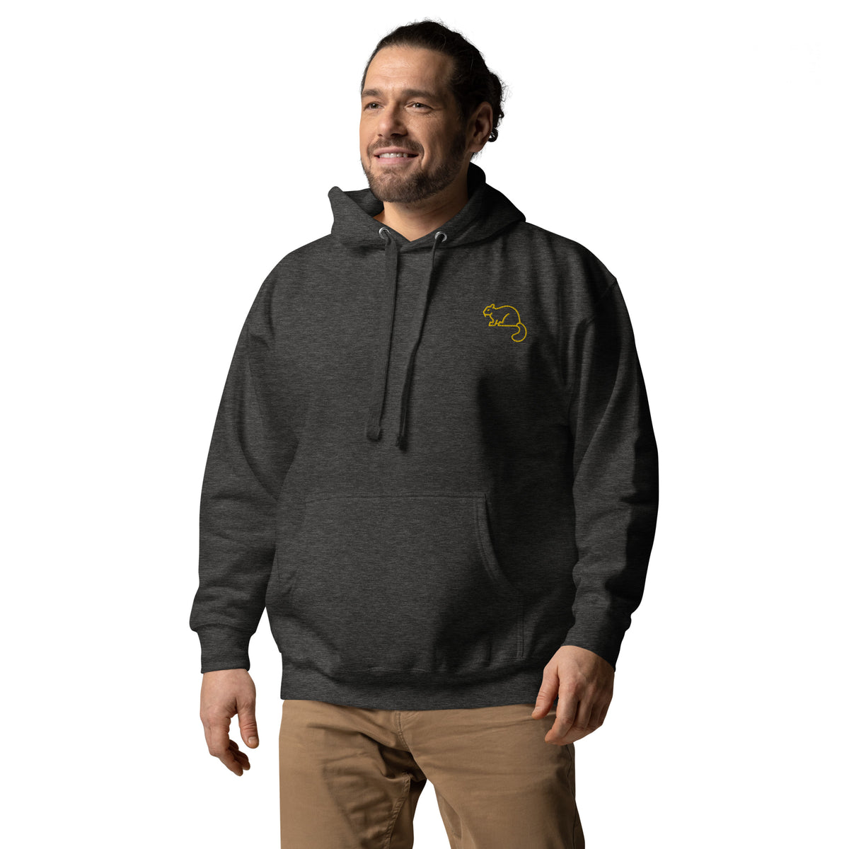 Men's Premium Unisex Hoodie Gold Squirrel Embroidery