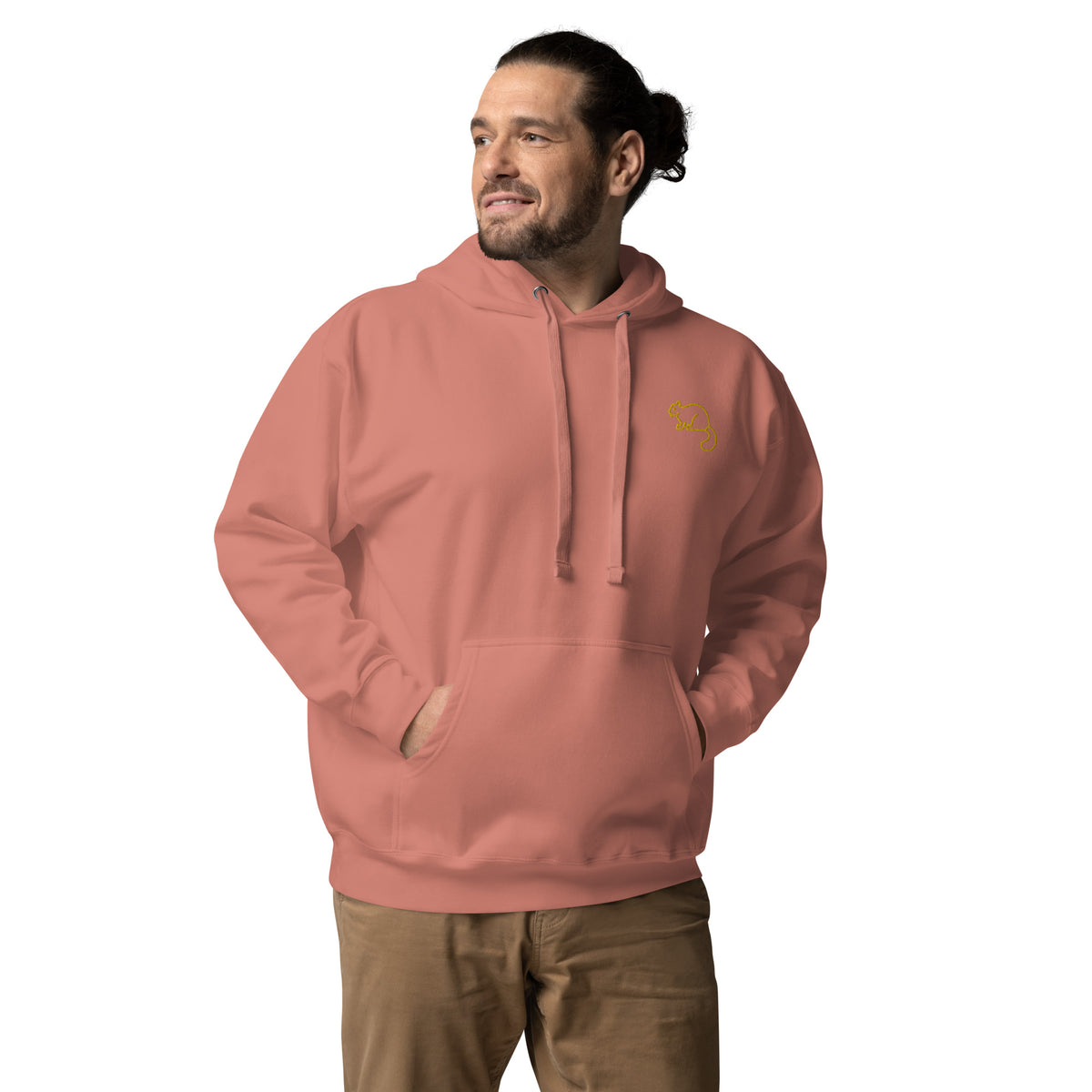 Men's Premium Unisex Hoodie Gold Squirrel Embroidery