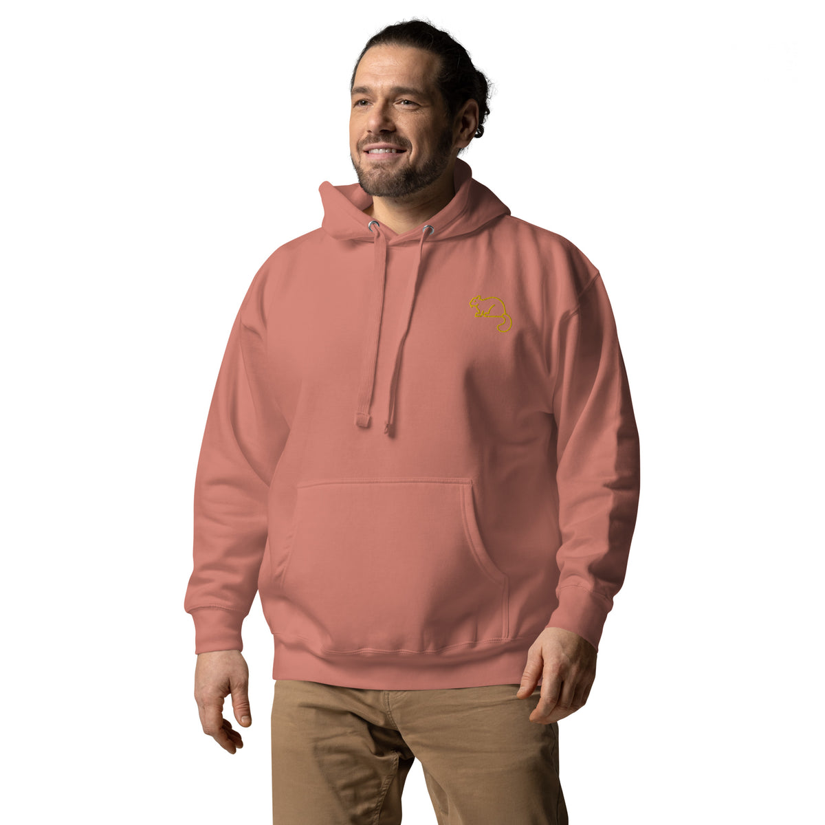Men's Premium Unisex Hoodie Gold Squirrel Embroidery