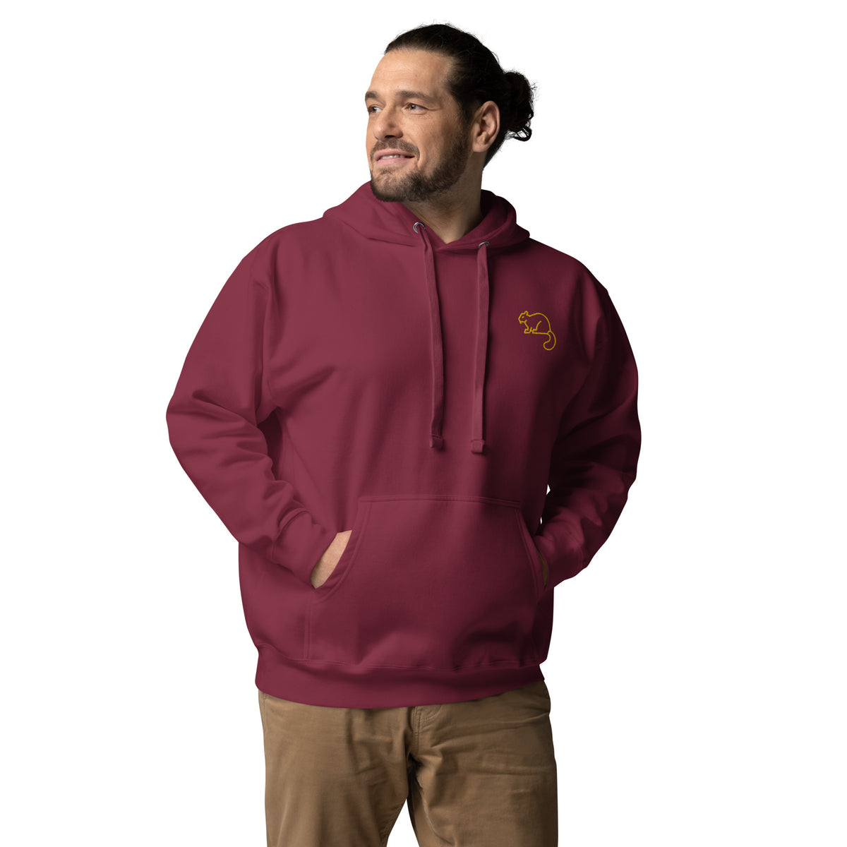 Men's Premium Unisex Hoodie Gold Squirrel Embroidery