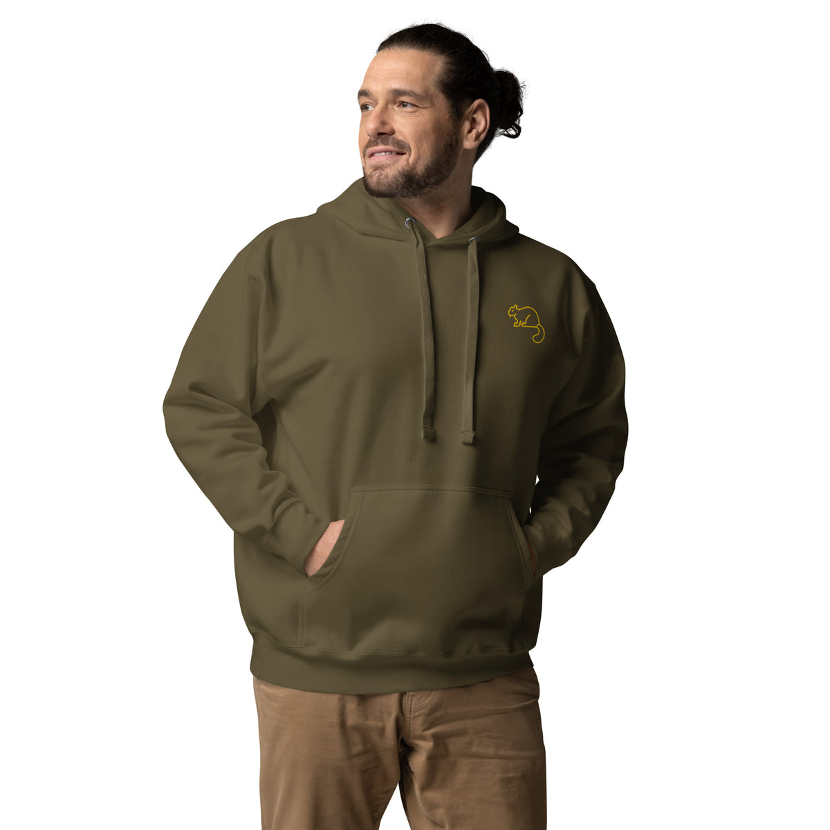 Men's Premium Unisex Hoodie Gold Squirrel Embroidery