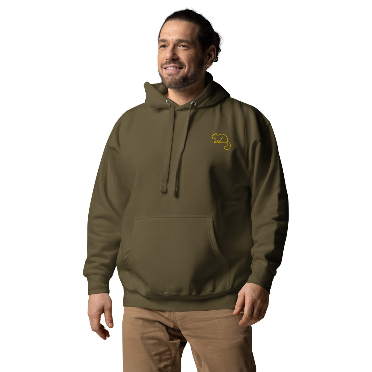 Men's Premium Unisex Hoodie Gold Squirrel Embroidery