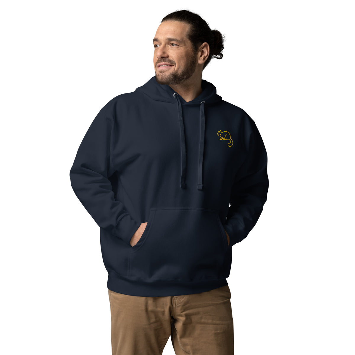 Men's Premium Unisex Hoodie Gold Squirrel Embroidery