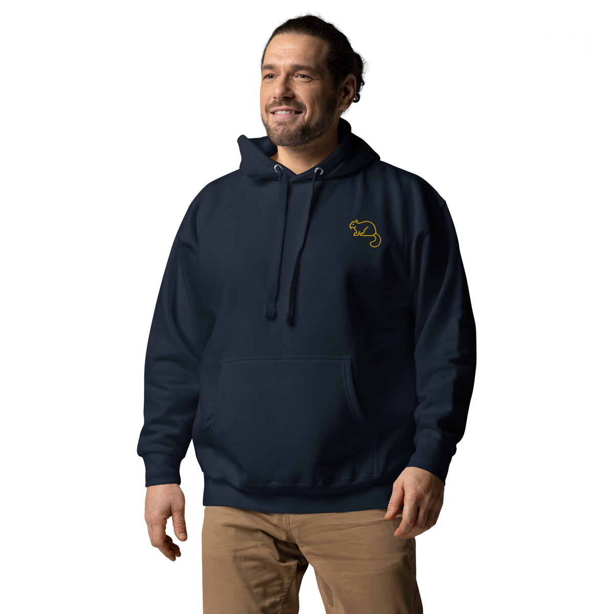Men's Premium Unisex Hoodie Gold Squirrel Embroidery