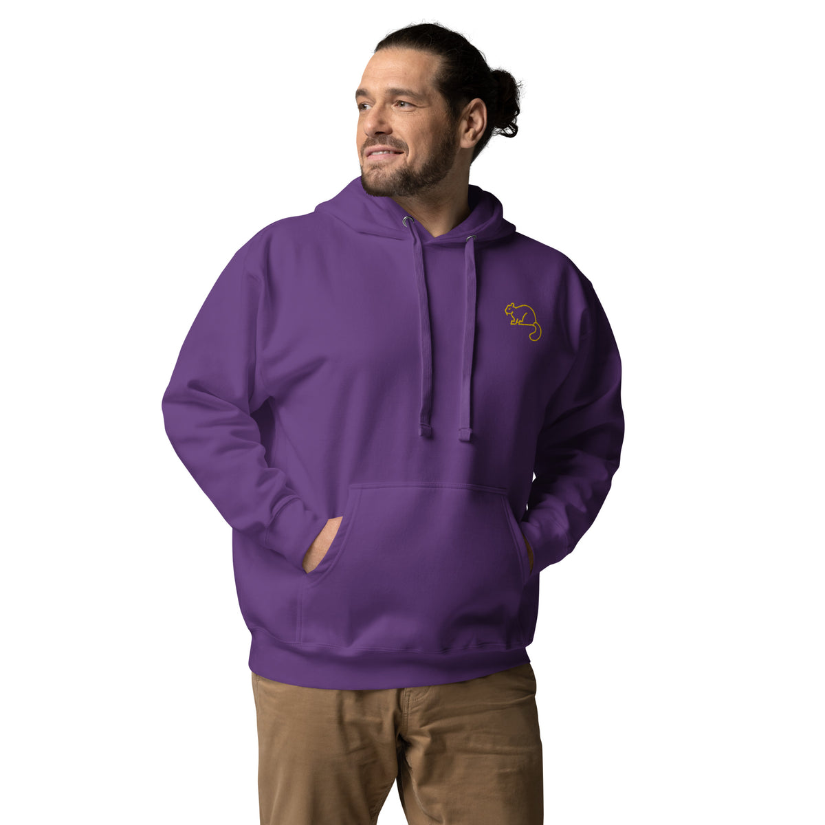 Men's Premium Unisex Hoodie Gold Squirrel Embroidery