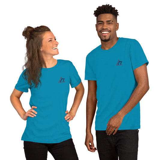 Unisex Short Sleeve Jersey T-Shirt Embroidery Joy for Couple