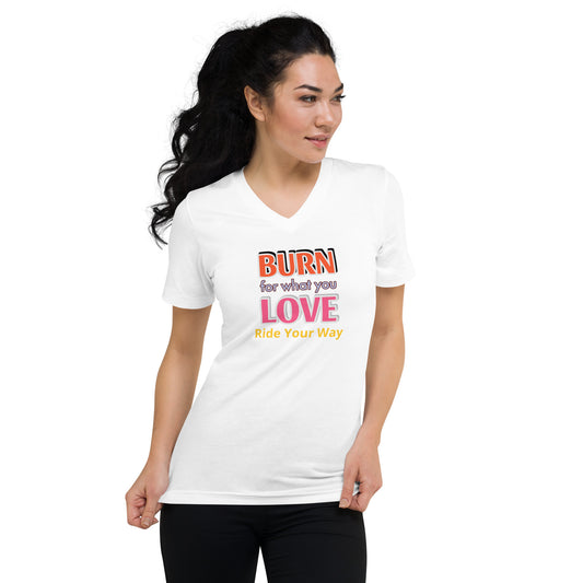 Unisex Short Burn Your Love Sleeve V-Neck T-Shirt