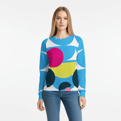 Women's All-Over Print Recycled Unisex Sweatshirt Mushrooms Deep Sky Blue