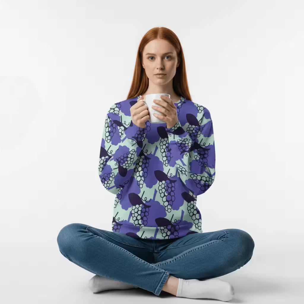 Women's All-Over Print Recycled Unisex Sweatshirt Grape Purple