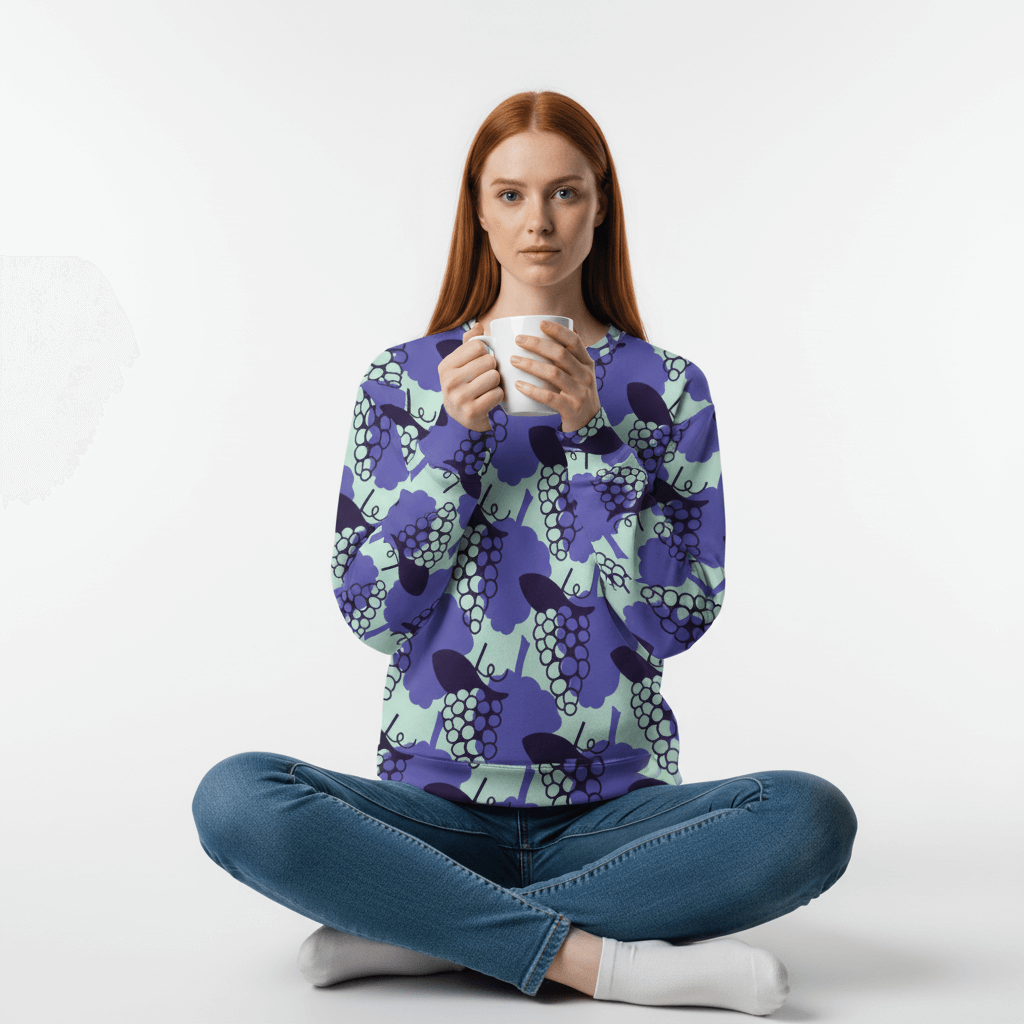 Women's All-Over Print Recycled Unisex Sweatshirt Grape Purple